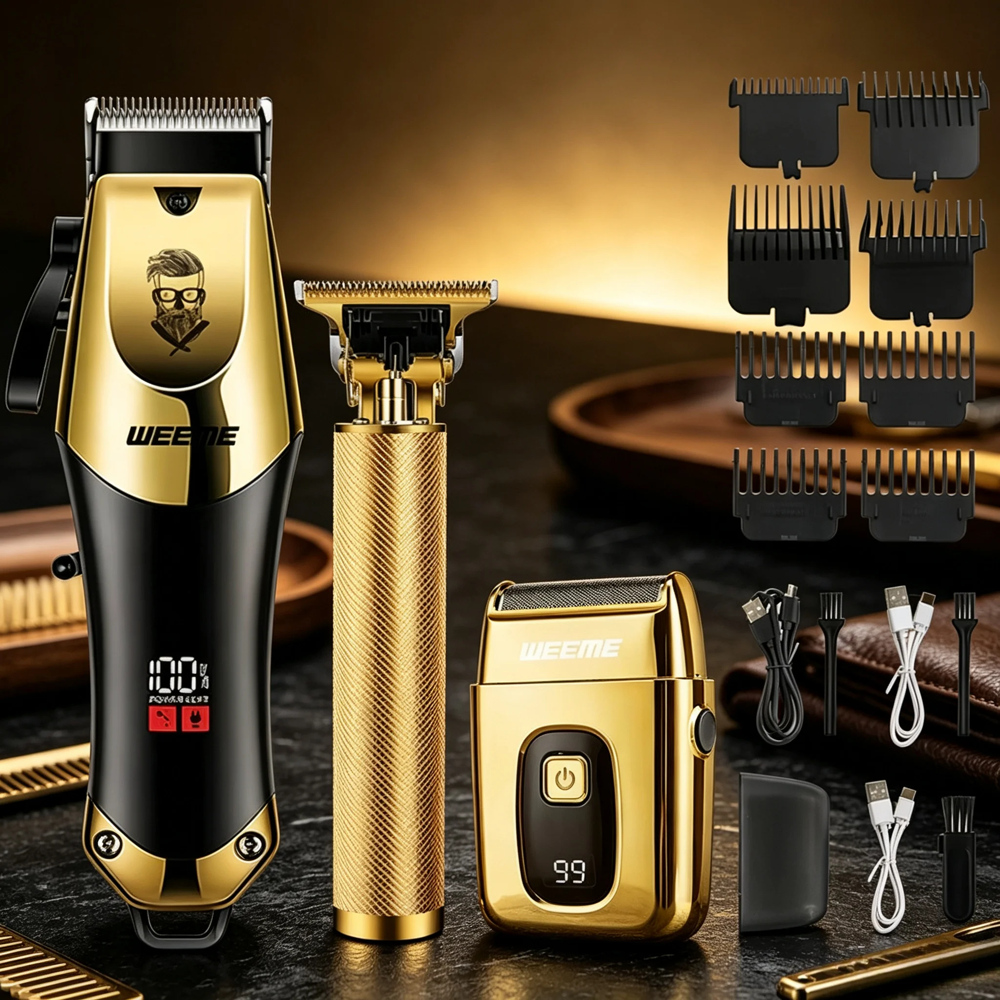 2026 Beard Trimmer T9 Vintage Men's Electric Hair Clipper Rechargeable Hair Cutting Machine With Nose Hair Trimmer Kit