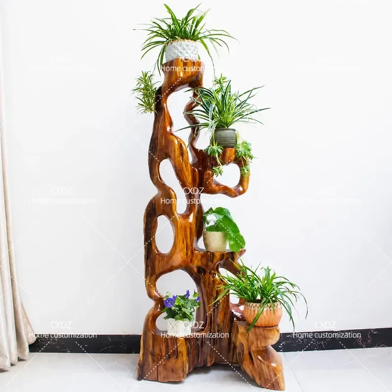 Solid Wood Camphor Root Flower Stand Natural Tree Root Carving Base Living Room Floor Ornament Bogu Frame Root Art Display