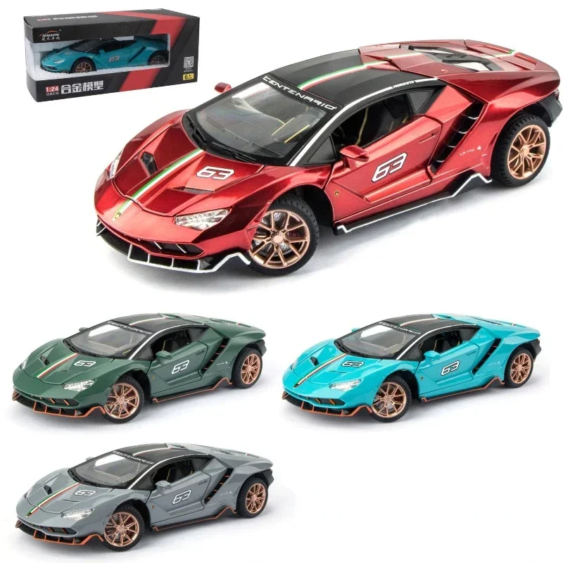 1:24 Lamborghini LP770-4 High Simulation Diecast Metal Alloy Model car Pull Back Sound Light Car Children Gift Collection