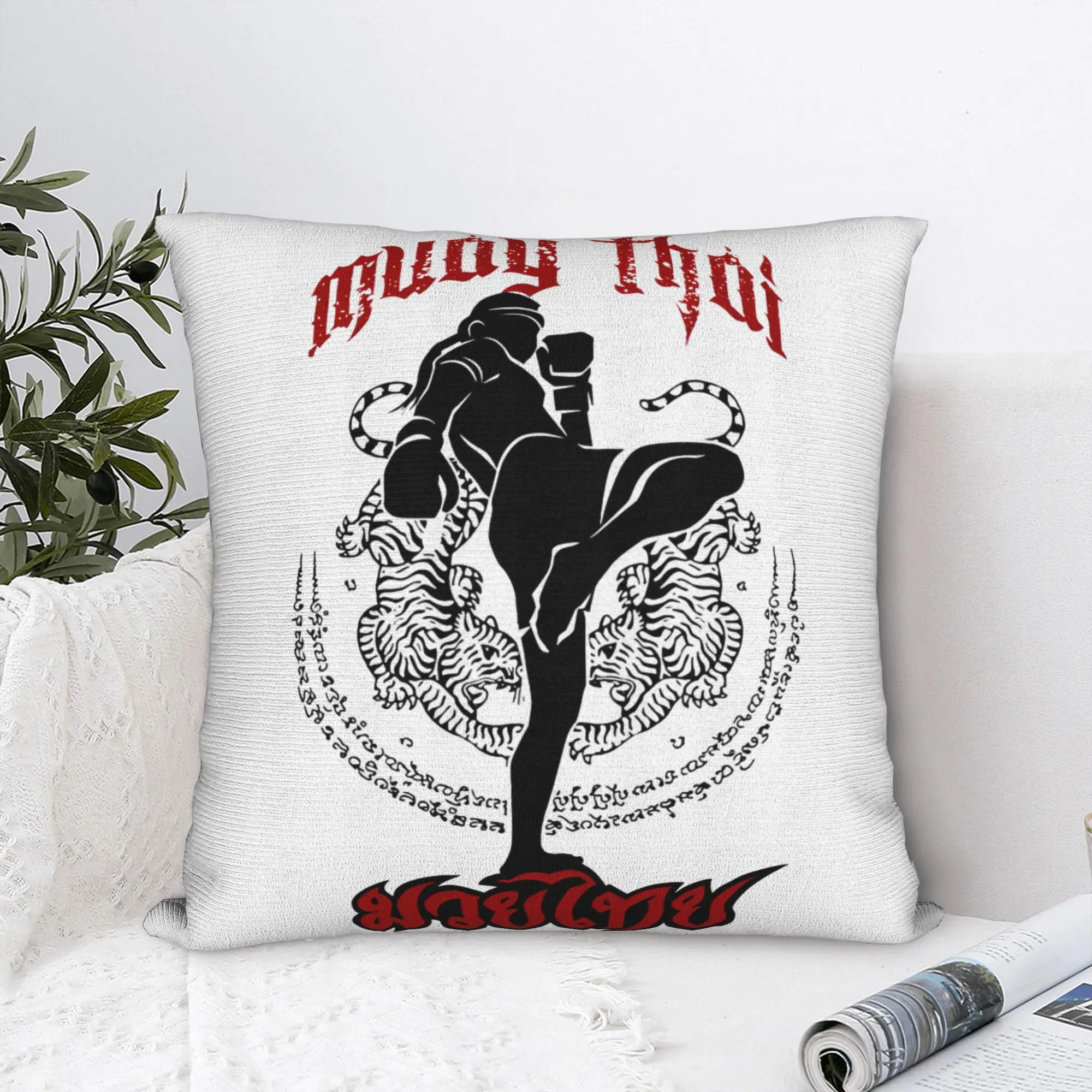 Printed Muay Thai Kick Thailand Art Pillowcase Cushion Cover Decor Sport Logo Badge Throw Pillow Case Cover Home Drop Shipping