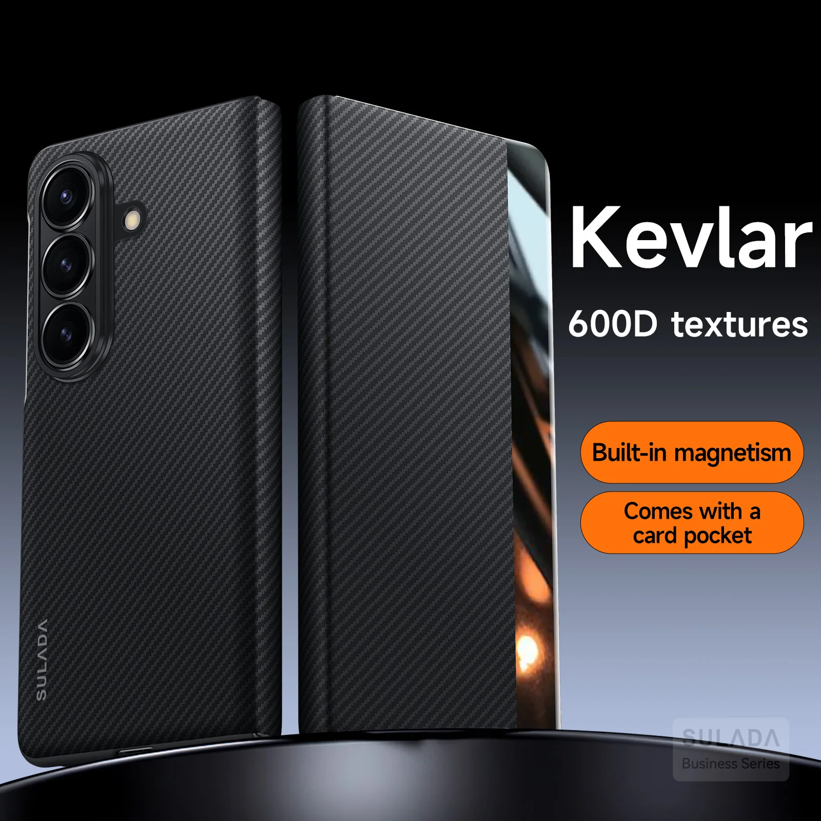 

Magnetic Kevlar 600d Texture For Samsung Z Fold 7 Case With Card Slot Hinge All-Inclusive Business Flip Cover For Galaxy Fold 6