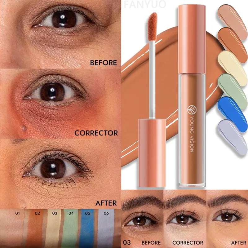 Corrector Líquido Naranja, Base de Maquillaje Colorida, Reparación Facial, Corrector de Ojeras, Corrector de Tono de Piel, Corrector Iluminador Morado