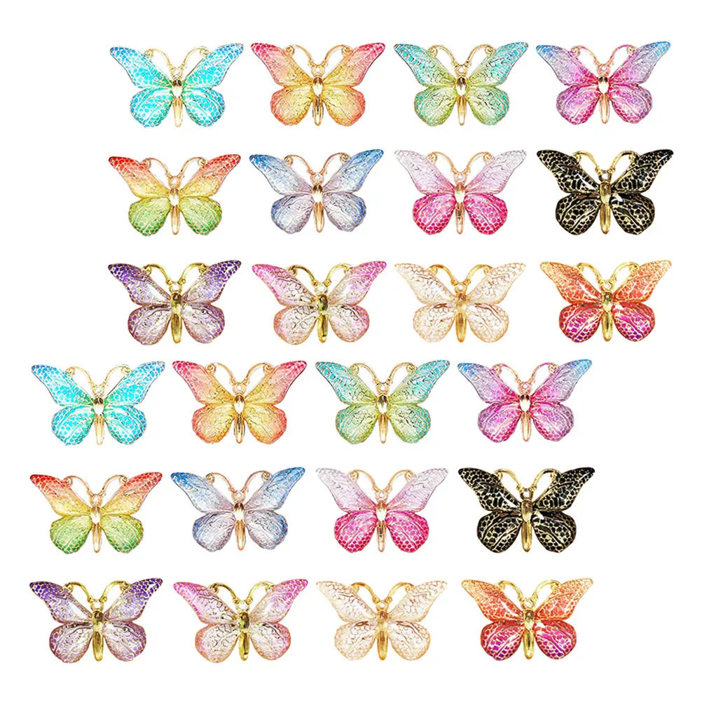 24 قطعة من دبابيس الإبهام المكتبية، ملحقات مكتبية على شكل فراشة، علامات متعددة لتزيين الحائط من الفلين الناعم