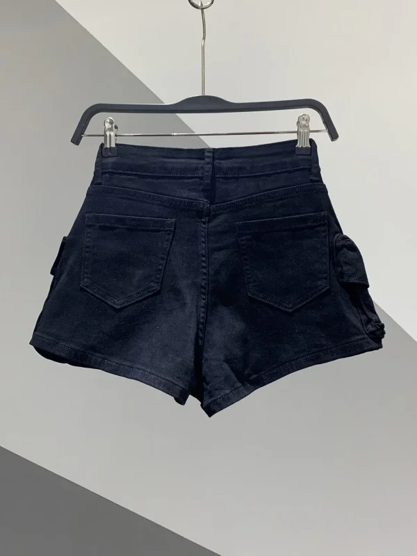 Rustic Distred Denim Wide Leg ort Pants High Waist Loose Fit Casual Sle Women's Autumn 2025 New Arrival A-Line  Skirt