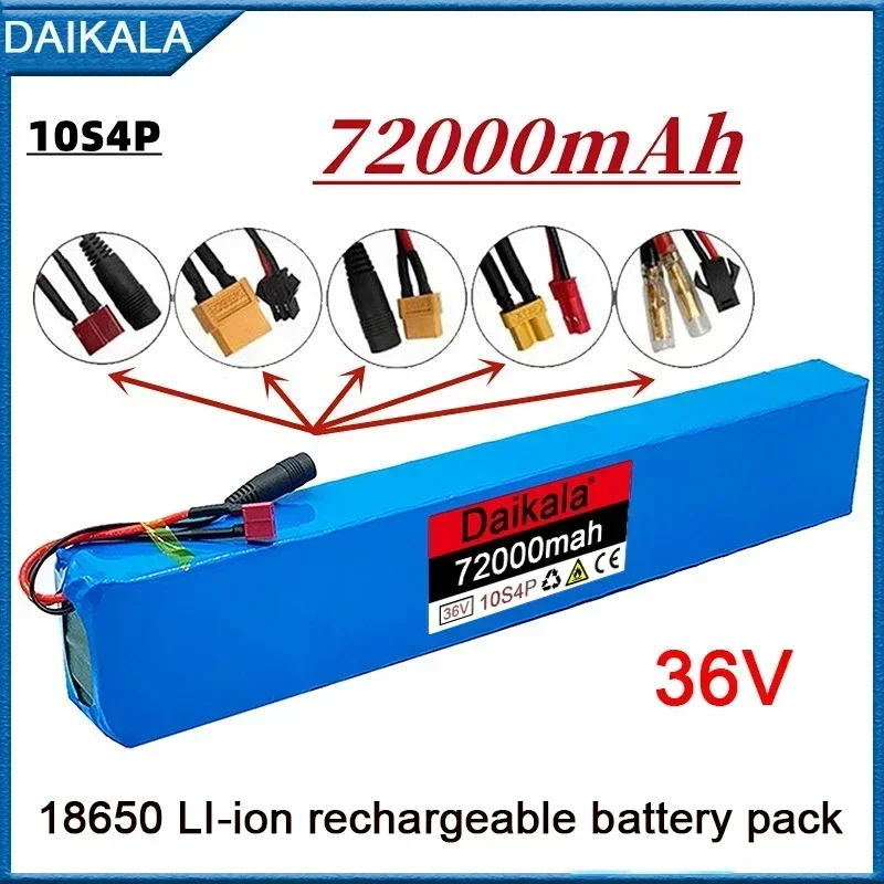 

New 10S4P 36V 72Ah Lithium-ion Battery Pack 42V, 600W, 30A, Suitable for Bicycles, Cars, and Electric Scooters,with Built-in BMS