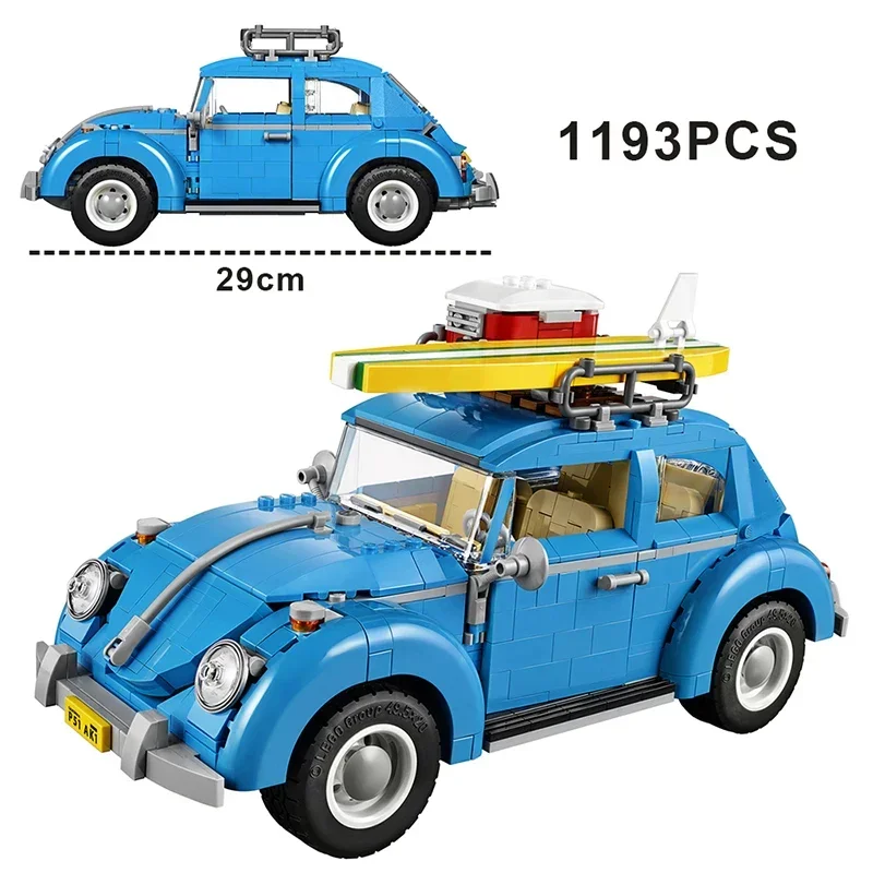 Technical Blue Beetle Building Blocks para Crianças, Modelo de carro clássico, Veículos Tijolos Brinquedos, Presentes de Natal e Aniversário, Em estoque, 10252