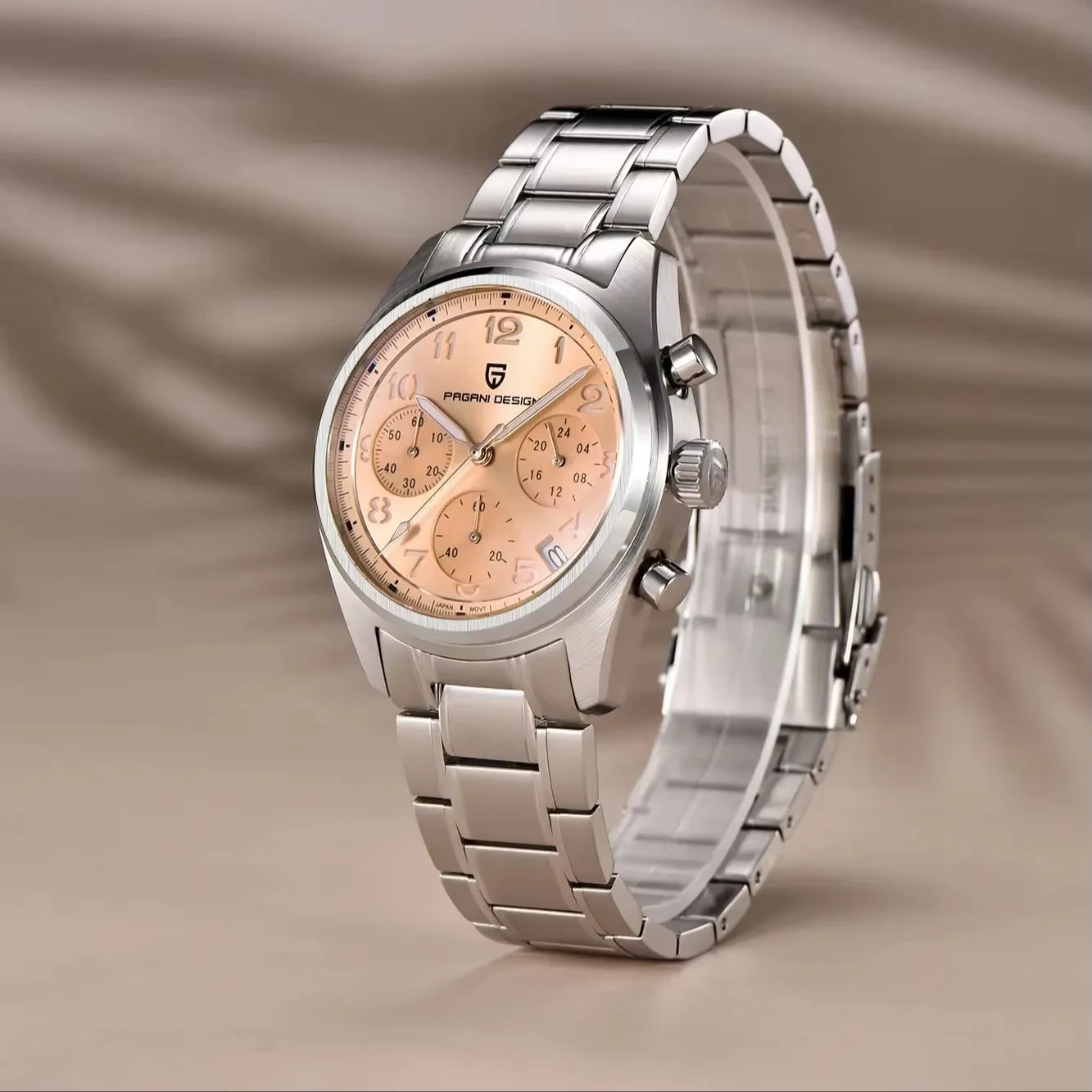 PAGANI DESIGN Heren quartz chronograaf horloge PD1773 Saffier roestvrij staal waterdicht Lichtgevend Reloj Hombre