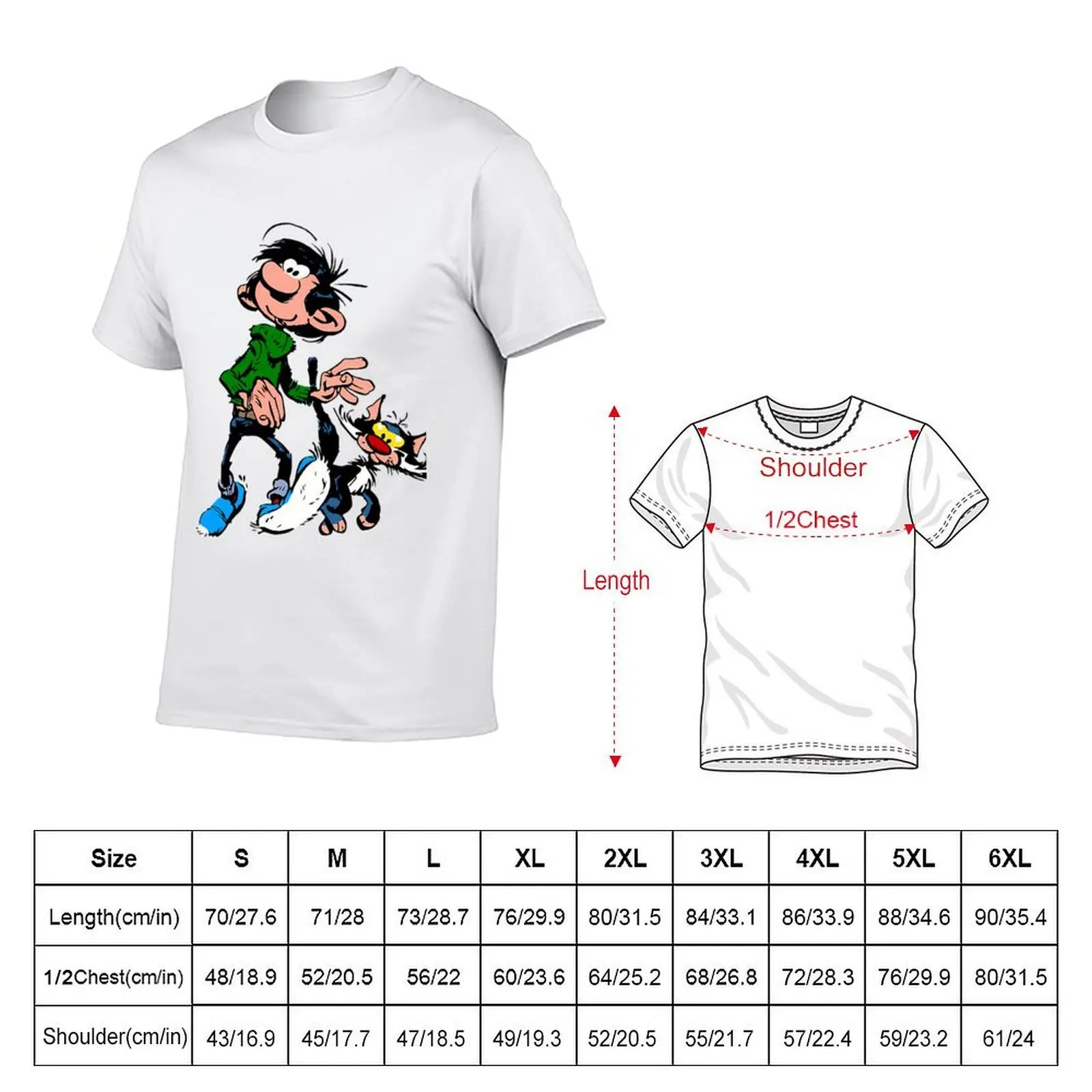 funny t Ben with with walking Color Big Lagaffe shirts shirts T-Shirt Movie dark Cartoon t cat prints humor Gaston