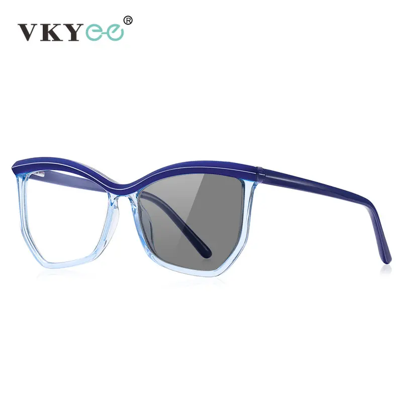 VKYEE Unisex Fashion Geometry Photochromic Anti Blue Reading Glasses Myopia Hyperopia Prescription Optical Eyeglasses PFD2161