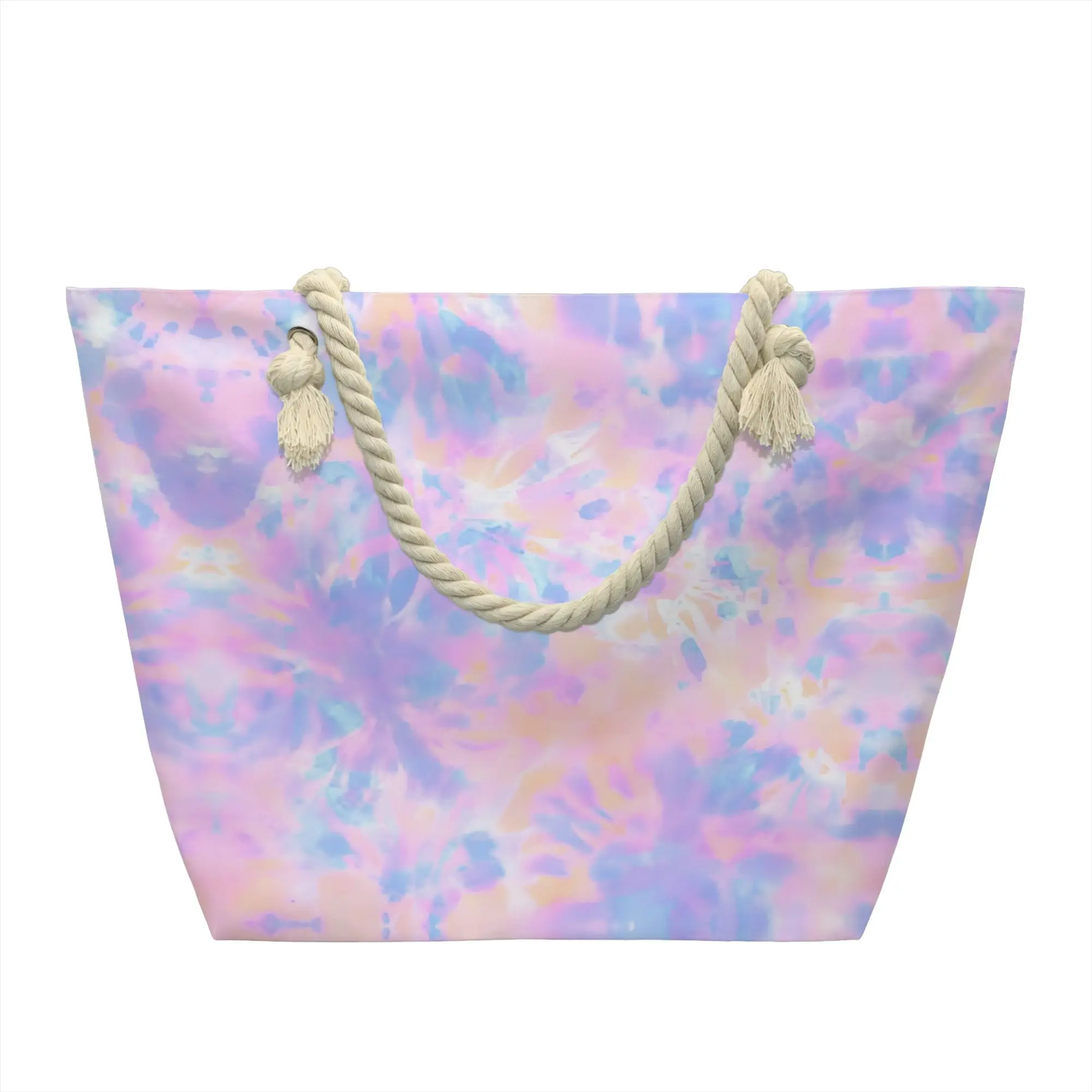Kawaii Print Tie Dye Shopping Tote Bags Washable Canvas Shopper Shoulder Abstract Style Color Handbag