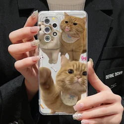 Cute Cat Clear Case For Samsung A54 5G A55 A53 A52S 5G A33 A13 A34 A35 S24 Ultra S23 S22 S21 S20 FE S10 Plus Soft Silicone Cover