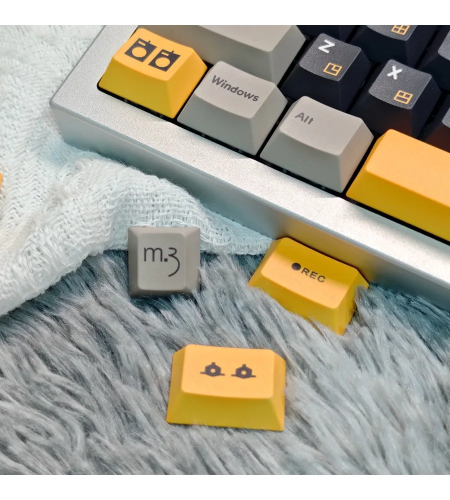 Keycap classic replica yellow gray black color scheme simple boys mechanical keyboard cap pbt hot sublimation