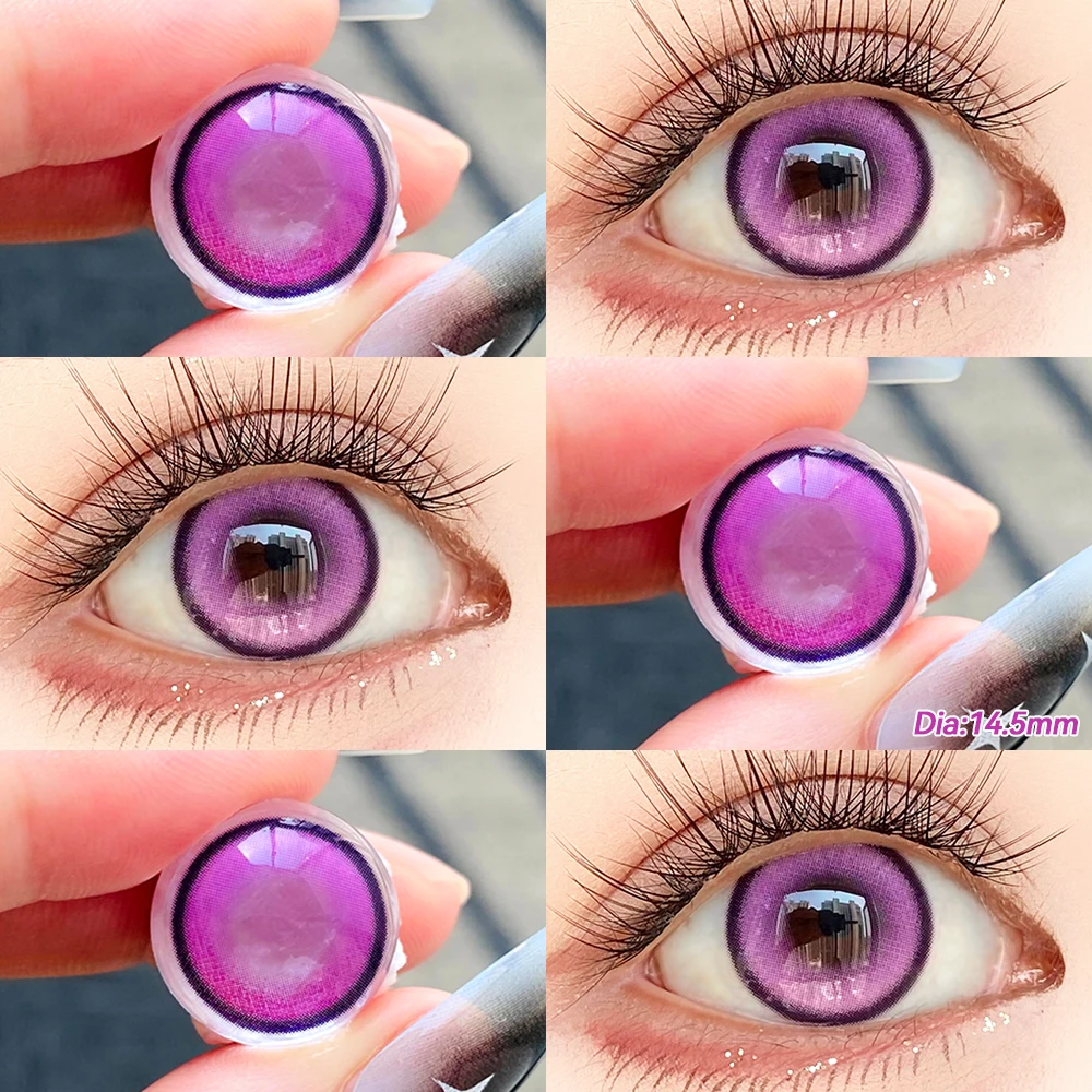 OVOLOOK - 1 Pair(2pcs) Asian Style Natural Dark Brown Contact Lenses For Daily Wear Bright Ocean Blue Colored Contact Lenses