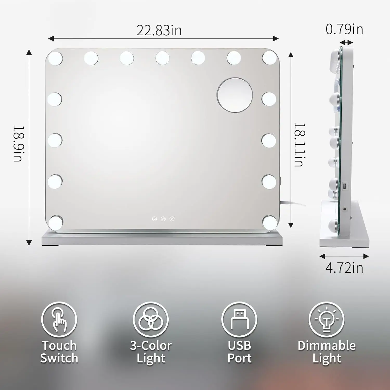 Imagem -06 - Hollywood Vanity Mirror com Lâmpadas Led Reguláveis Cores de Iluminação Brilho Ajustável Porta de Carregamento Usb 15 Luzes