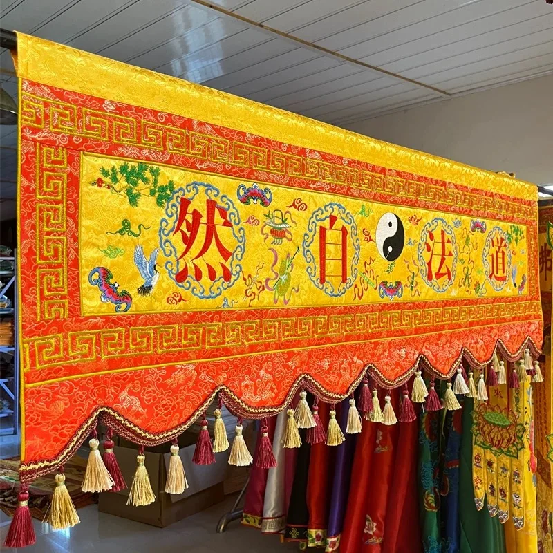 Buddhism Taoism Buddha Hall Temple Decoration Auspicious Embroidery Buddha statue Altar wall banner background cloth backdrop