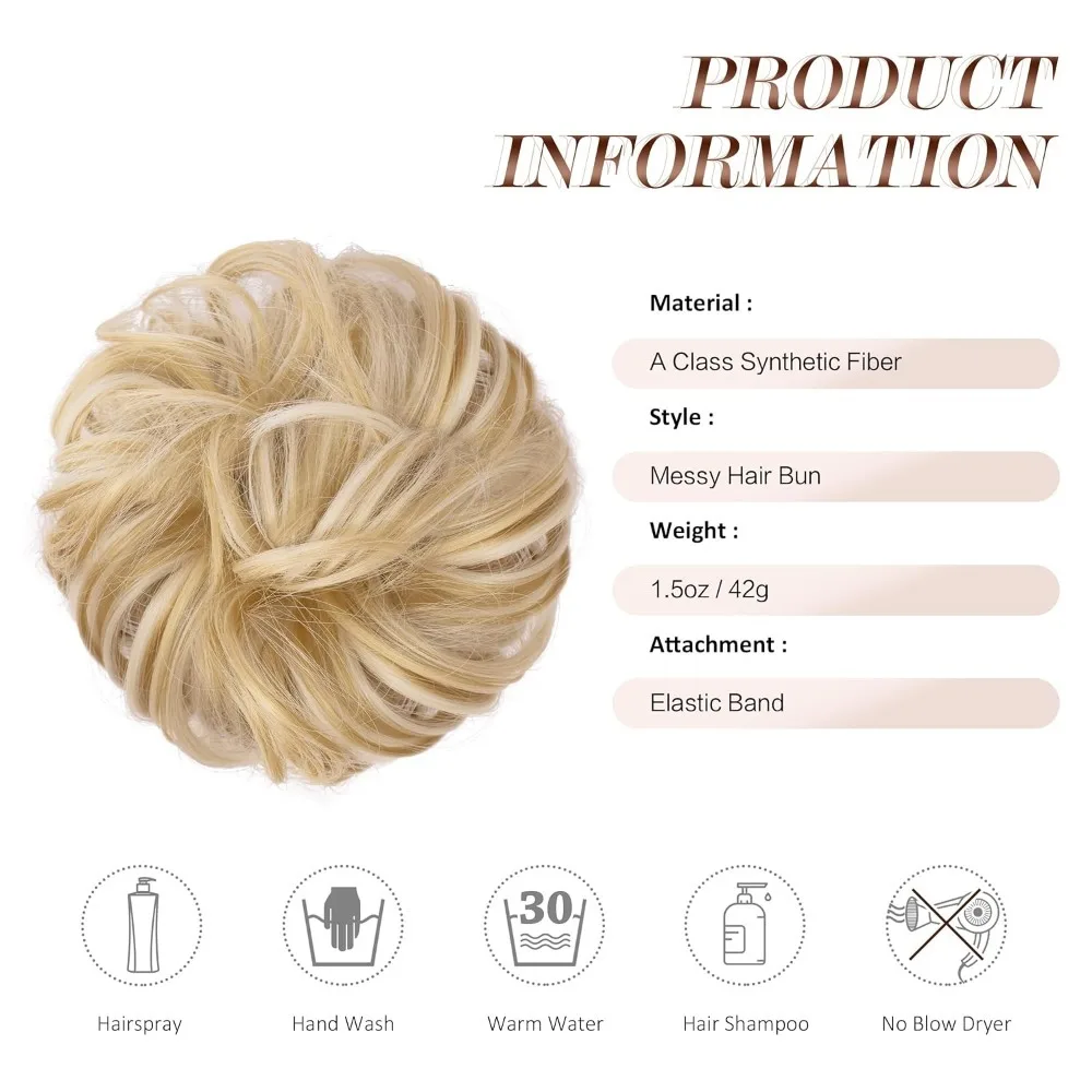 ที่คาดผมทรงมวยผมยุ่งแบบยืดหยุ่น - ยางมัดผมทรงมวยหยิกเป็นลอน ต่อผมปลอมแบบชิญองสำหรับผู้หญิงและเด็กผู้หญิง, B