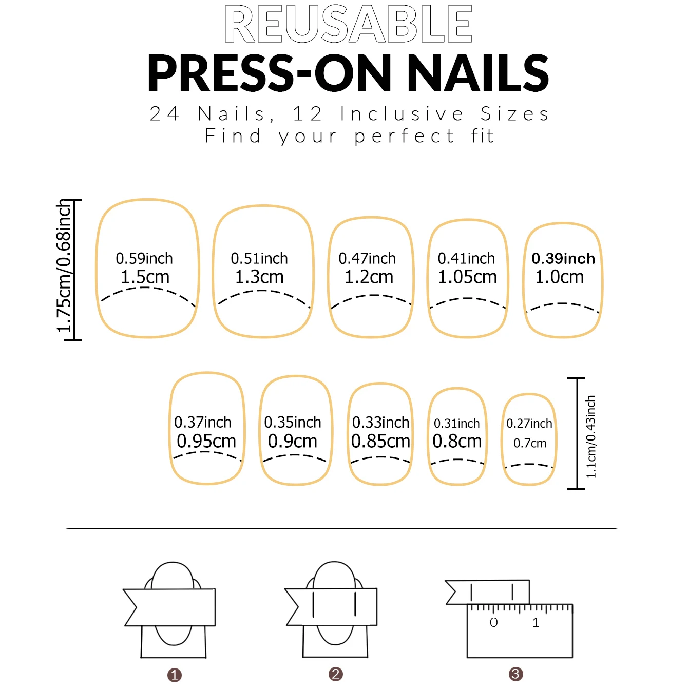 24개 짧은 사각형 빨간 발톱 풀커버 가짜 네일 세트 - 프레스온 네일 - 네일 파일 1개 & 네일 글루 스티커 키트 네일