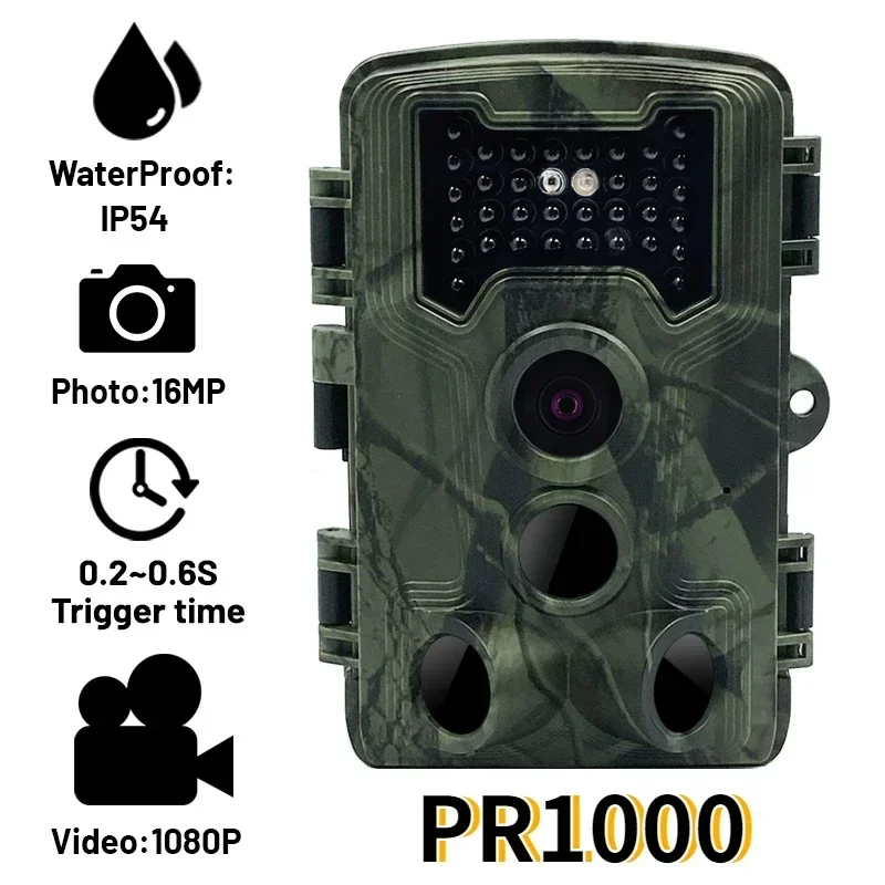 

Охотничья камера PR1000, 16 МП, 1080P, инфракрасная камера слежения с 34 лампами для дикой природы на открытом воздухе
