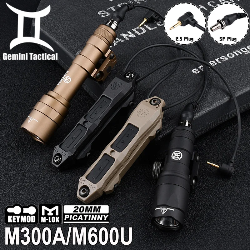 Wadsn M300A MINI Scout Light M600U Flashlight Set Tactical M300 M600 Hunting Remote Pressure Switch Fit M-lok Keymod 20MM Rail