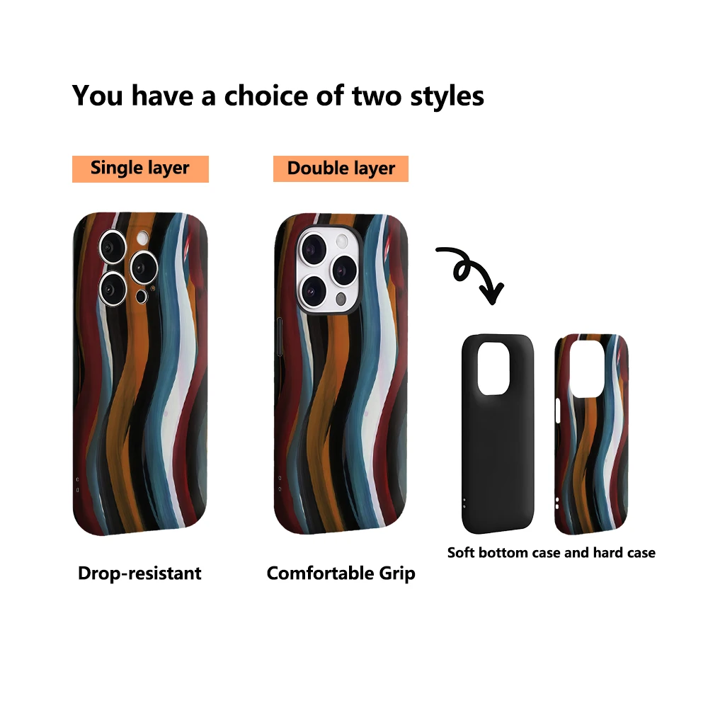 مجردة ملونة موجة الفن IPhone17 يجب أن يكون لديك جراب هاتف آيفون 17 16 15 14 13 12 11 برو ماكس زائد طبقة مزدوجة الغطاء الخلفي