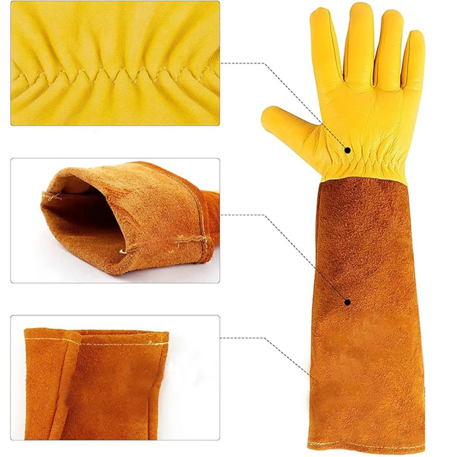 Sheepskin Gardening gloves Long puncture-resistant and cut-resistant beekeeping protective gloves garden Anti-Slip Grip Mitts
