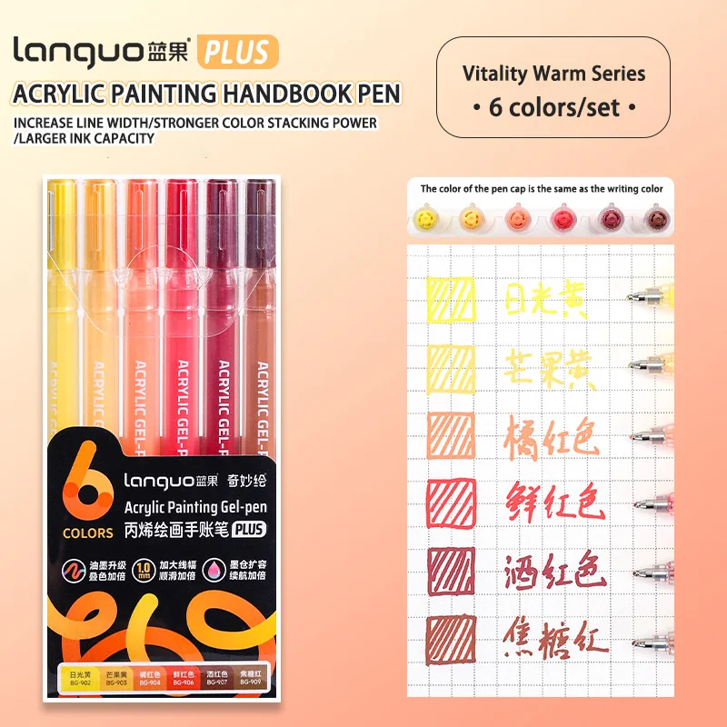 Languo 6/24/36/54/72/90 Farben Acrylmalstifte, Mehrfarbige Gelstifte, Neutralstifte für Schüler, Schreibmarker, Schreibwaren – Detail 23