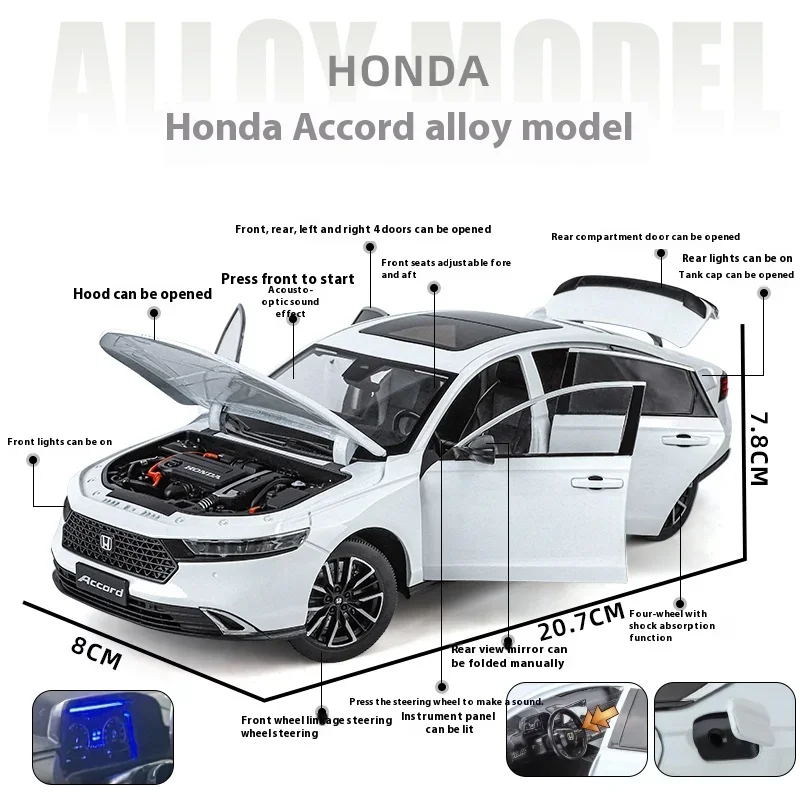 1:18 HONDA ACCORD Eleventh B Class Sedan Alloy Metal Die Casting Model Car Sound & Light Classic Hobby Collectibles Birthday Boy