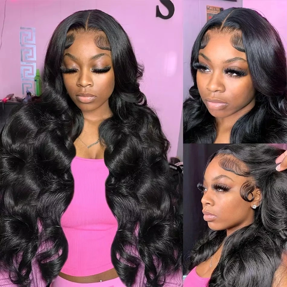 13x4 13x6 HD Lace Front Wigs Human Hair Brazilian Body Wave 28 Inch 200 Density 360 Lace Wig Pre Plucked Hairline For Black Women