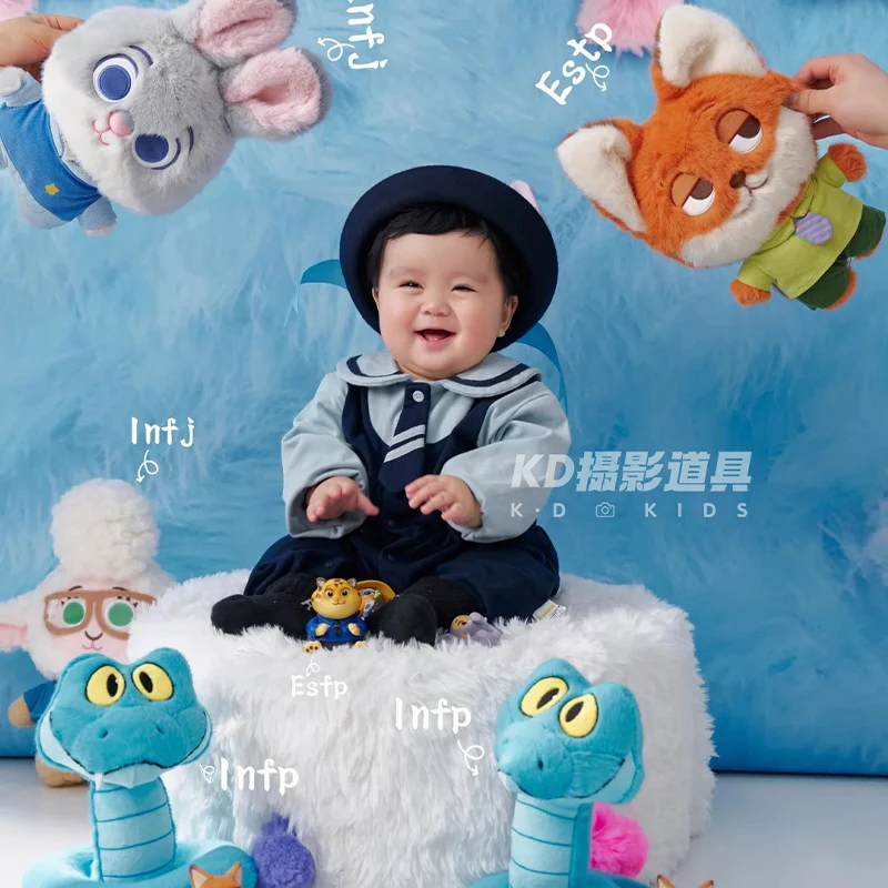 1st Birthday Baby Academic Style Uniform Set Cute Animal Theme Jumpsuit with Ceremonial Hat Baby Role-Playing PhotographyCostume