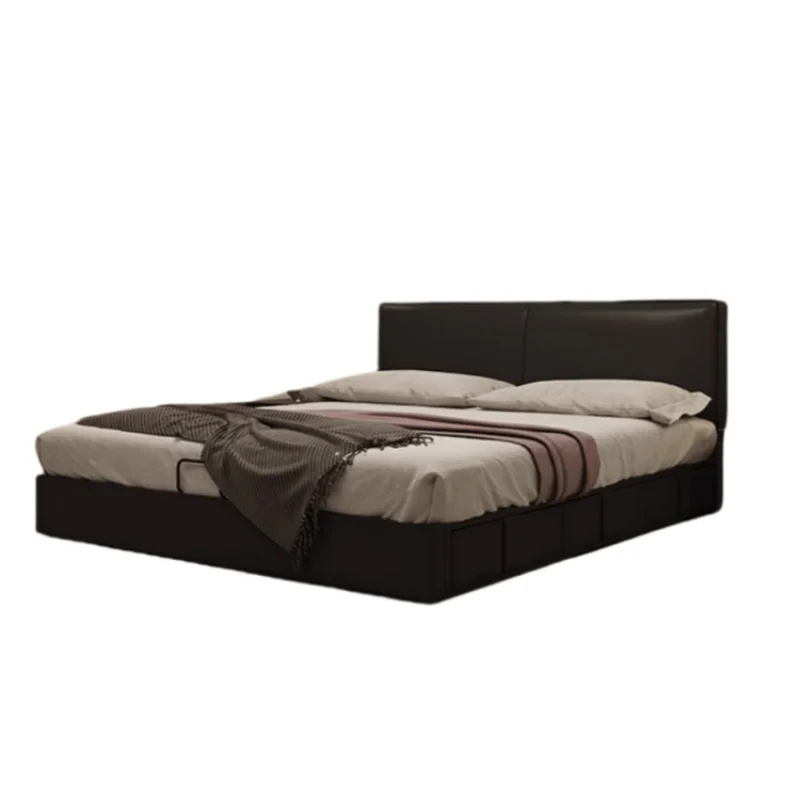 

Modern Simple Design Double Bed for Bedroom Furniture Set Hotel Room Furniture Wooden Leather King Queen Size Bed With Storage