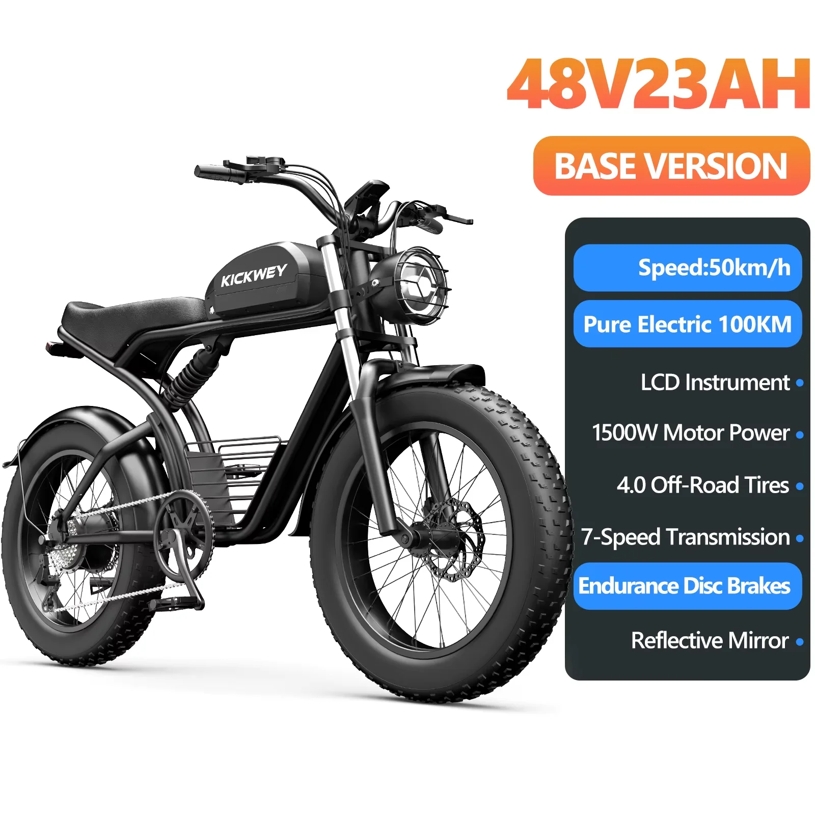 AliExpress Electric Bike 1500W Powerful Motor 48V23AH Lithium Battery E-bike Adult 20*4 Inch Off-road All-terrain Fat Tire Electric Bicycle