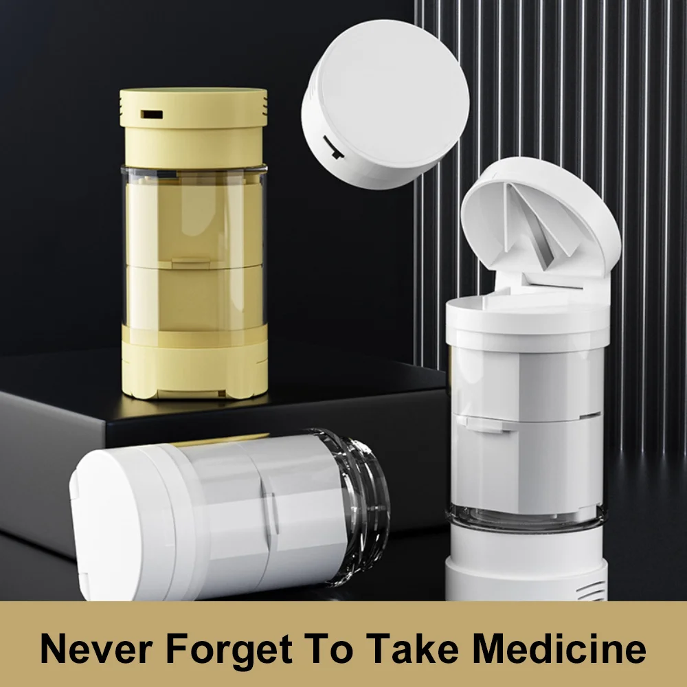Portable Multifunctional Pill Storage Box Medicine Grinder Household Medicine Cutter Grinding Water Cup Health Care Pills Case