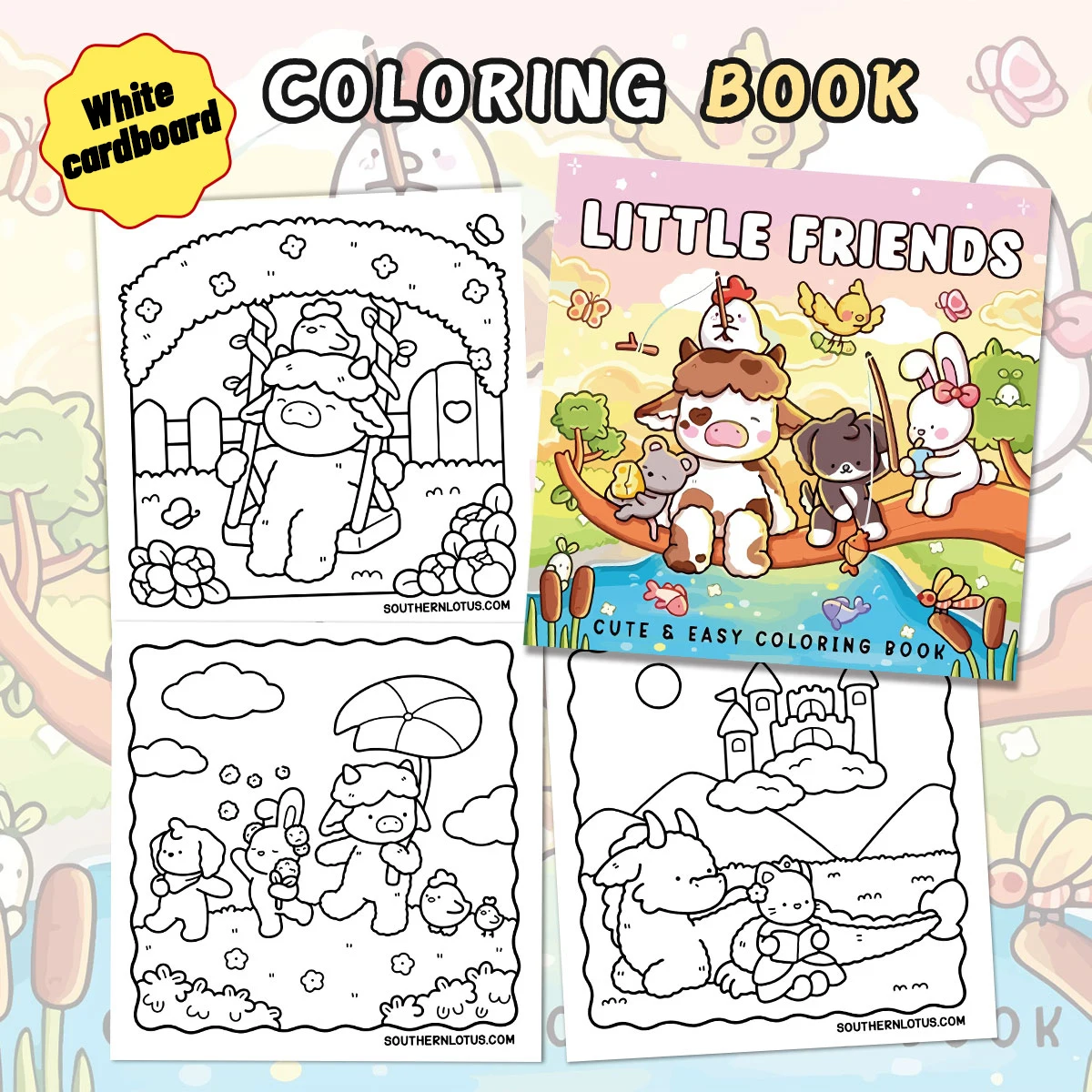 Cute creatures and charming scenery coloring book, explore beautiful illustrations, unleash your creativity and color comfortabl