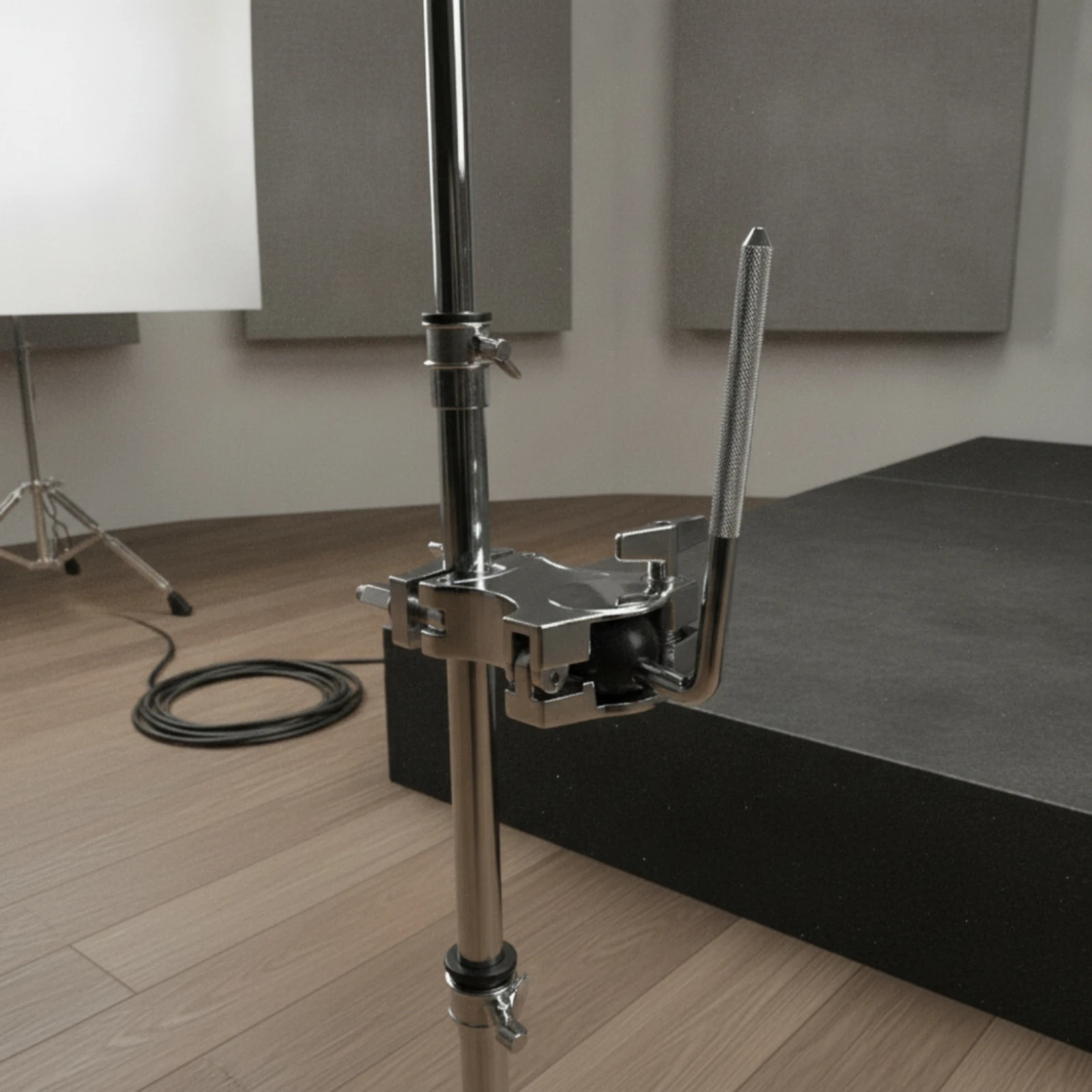 Drum Clamp with L-Rod Chrome-Plated Drum Mounting Clamp Mount Compact Hardware Adjustable for Drummers, Stage Performances
