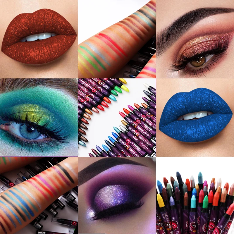 24 Colors Eyeshadow Stick Lip Pencil Pearl Shiny Silkworm Lasting Waterproof Shimmer Eye Shadow Pen Makeup Cosmetics