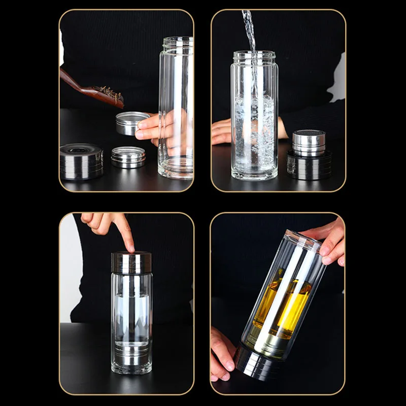 Glass Water Bottles Magnetic Tea Infuser Bottle Tea Separation Mug Double-Layer Portable Creative Water Cup Home Waterbottle