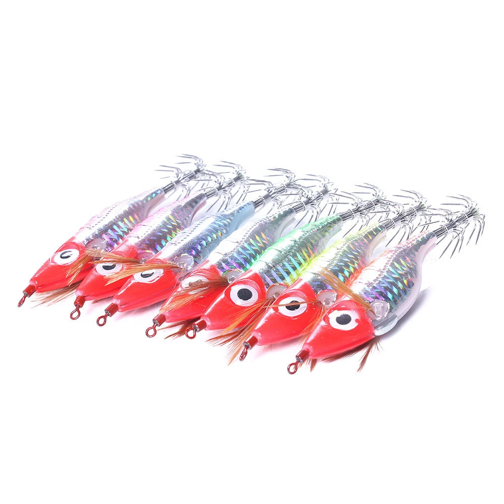 Squid Jig Luminous Hook 10Cm-9G Octopus Squid Jigging Bait Wood Shrimp Fishing Lure For Sea Boat Fishing Tackle