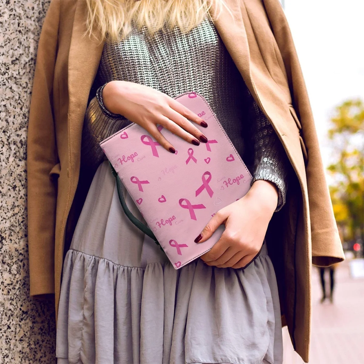 Bolsa de almacenamiento de la Biblia para mujeres, libro de estudio de cuero con autismo, concientización del cáncer, rosa, 2023