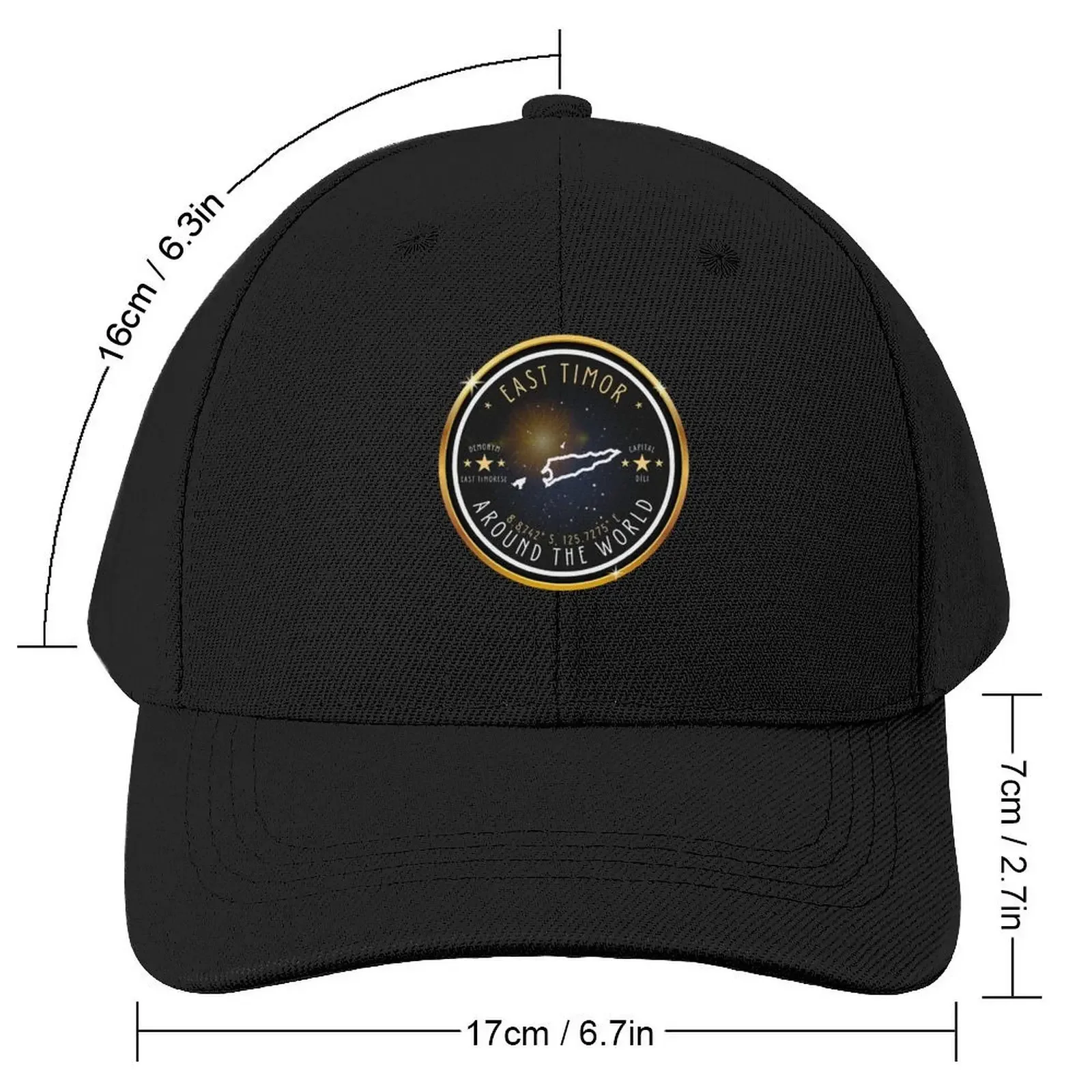 East Timor Souvenir Country Map Outline East Timor Coordinates Baseball Cap Thermal Visor tea Hat Luxury Hat Mens Women's