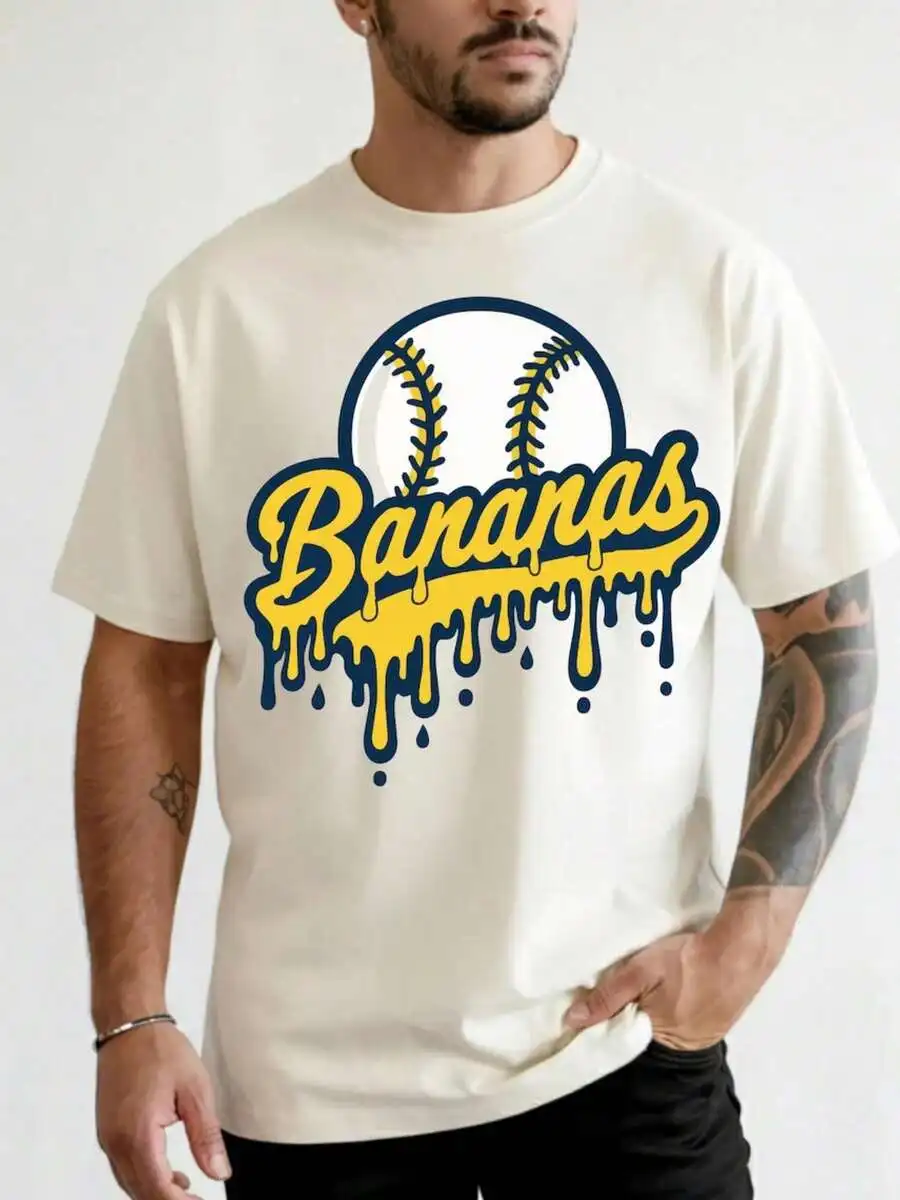 1 Pc Women's And Men's Let's Go Bananas Baseball Shirt, Funny Baseball Tee, Game Day Banana Outfit, Baseball Fan Gift Father's D