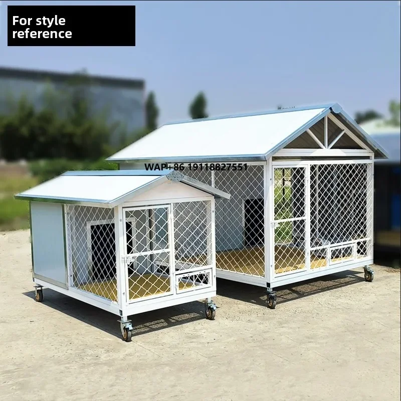 Luxury Modern Portable Dog Kennel with Wheels Durable Metal Outdoor Pet House