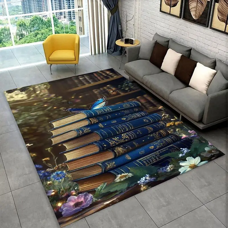 Magic Book Library Bookshelf Large Area Rug Non-slip Durable Carpet for Bedroom Living Room Sofa Doormat Home Decor Floor Mat