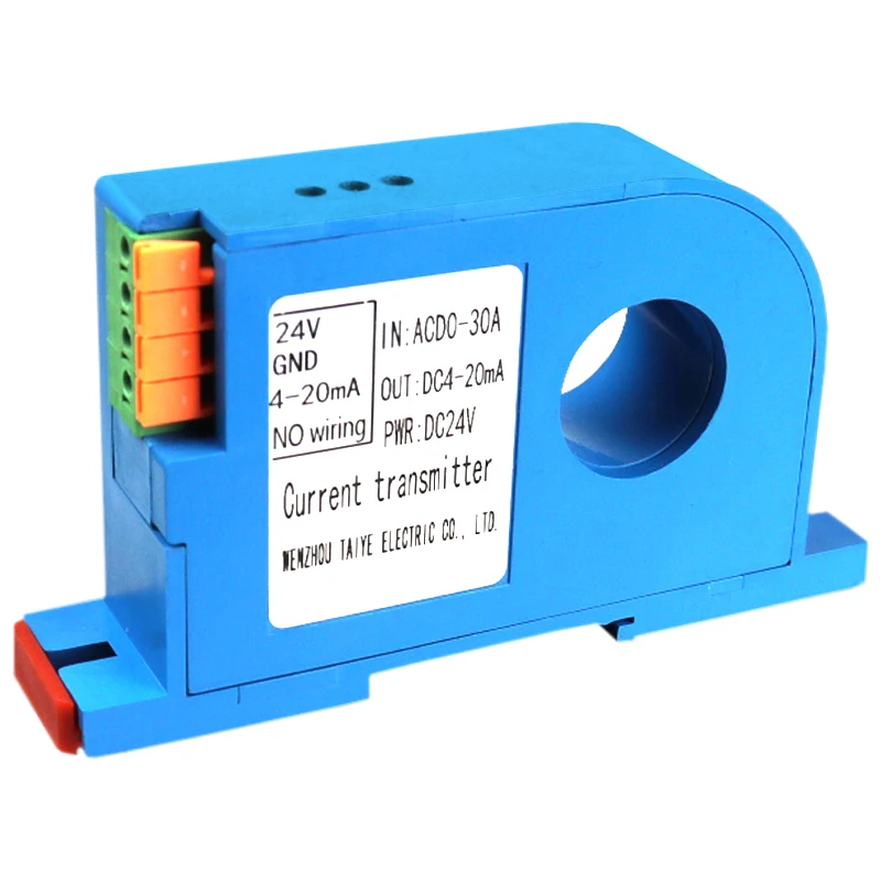 Current Sensor Transmitter Output Input 0-10V 4-20mA Output Transducer Converter DC24V Power 22mm