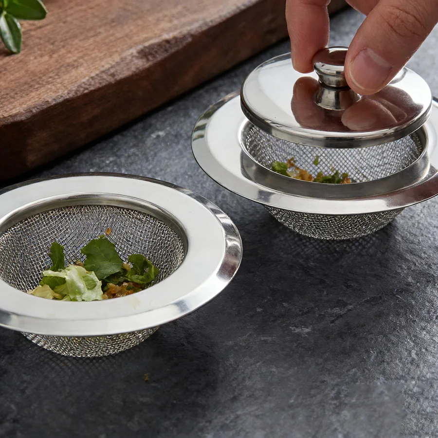 Premium 2-Pack Stainless Steel Sink Strainer - Mesh Drain Filter Hair Trap for Home Kitchen & Bathroom