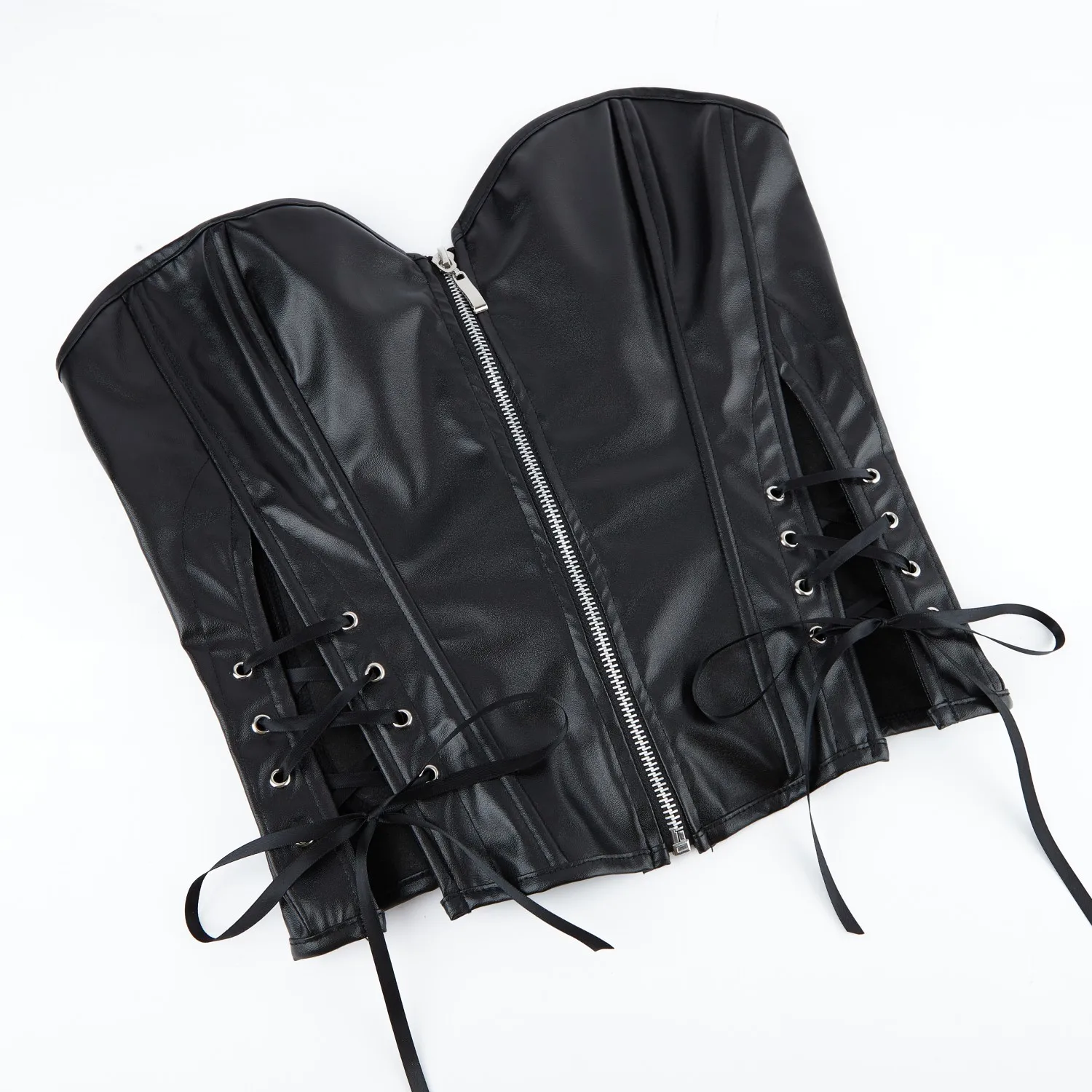 حجم كبير Xs-6XL المرأة سستة مشد بوستير رفع جلد صناعي أسود المحاصيل الأعلى القوطية فستان البخار الشرير #6