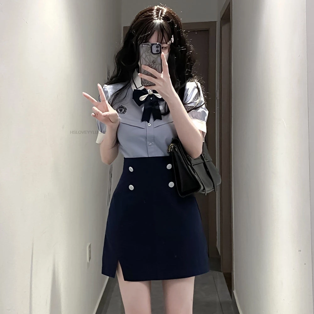 Traje escolar de estilo universitario japonés y coreano, uniforme escolar JK para estudiantes coreanos, conjunto de uniforme Jk de moda diaria mejorada