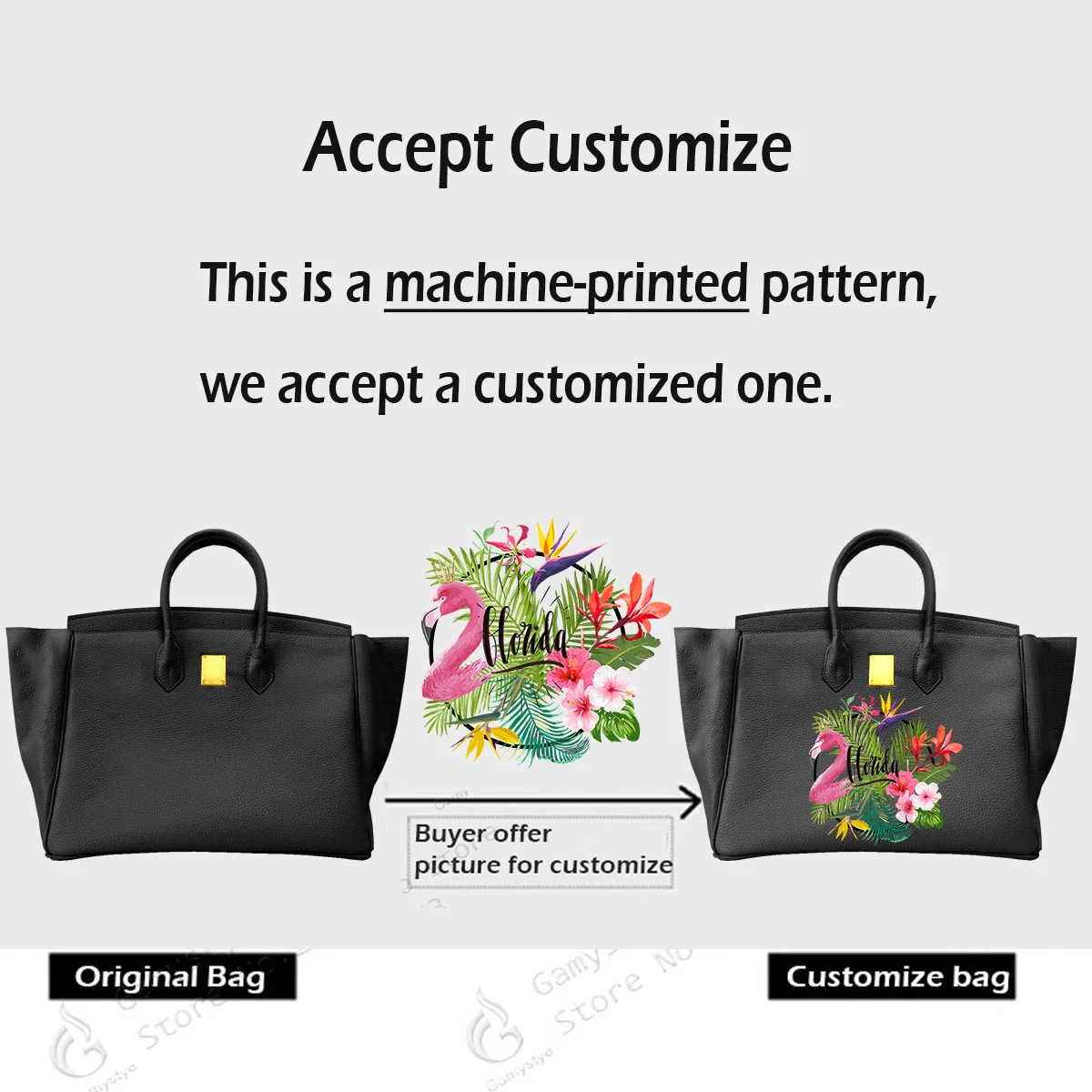 Art Print A cute little deer Customize Totes Genuine Leather For women Handbags Designer Shoulder Bag Gold Lock Hardware Fashion