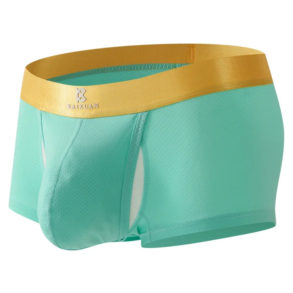 

Men Sexy U Convex Pouch Boxer Shorts Mid Waist Mesh Side Opening Underwear Trunk Fashion Fitness Sports Fitness Underpants