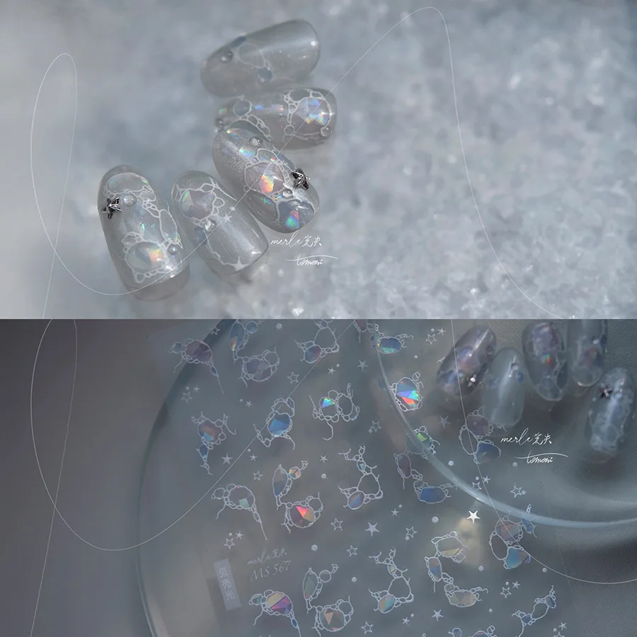 1 pçs 5d verão sonhador ondulações de água flash estrela arte do prego adesivo escudo luz bolha meteoro alívio decalque do prego diy decoração das unhas