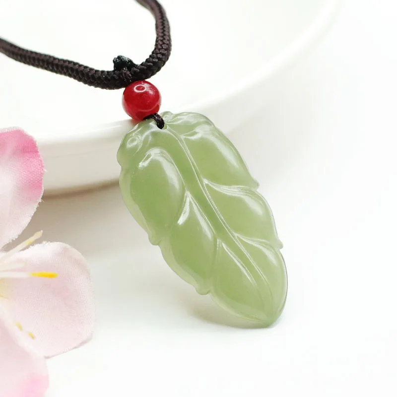 

Natural Hetian Jade Leaf Pendant Elegant Nature Jewelry